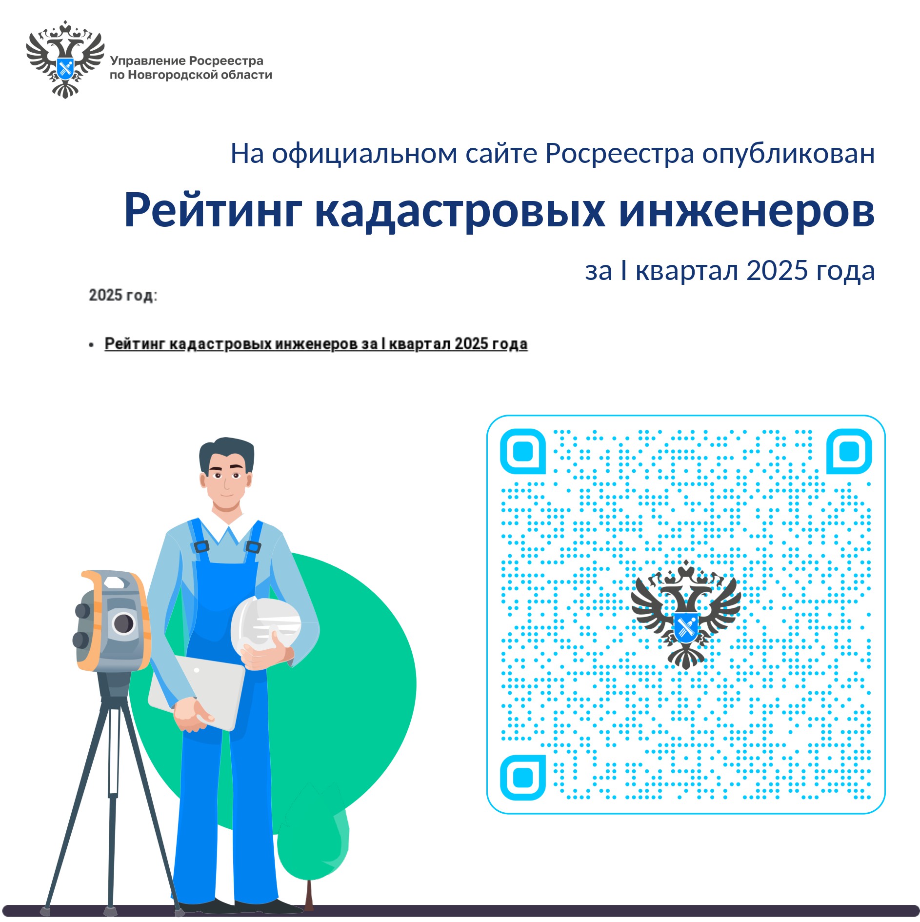 На сайте Росреестра опубликован рейтинг кадастровых инженеров за I квартал 2025 года.
