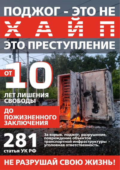 Если Вам или вашим близким через социальные сети или менеджеры поступило сообщение с просьбой или предложением заработать денежные средства путём повреждения или поджога релейных шкафов, немедленно обратитесь с заявлением в полицию.. Если Вам или вашим близким через социальные сети или менеджеры поступило сообщение с просьбой или предложением заработать денежные средства путём повреждения или поджога релейных шкафов, немедленно обратитесь с заявлением в полицию..